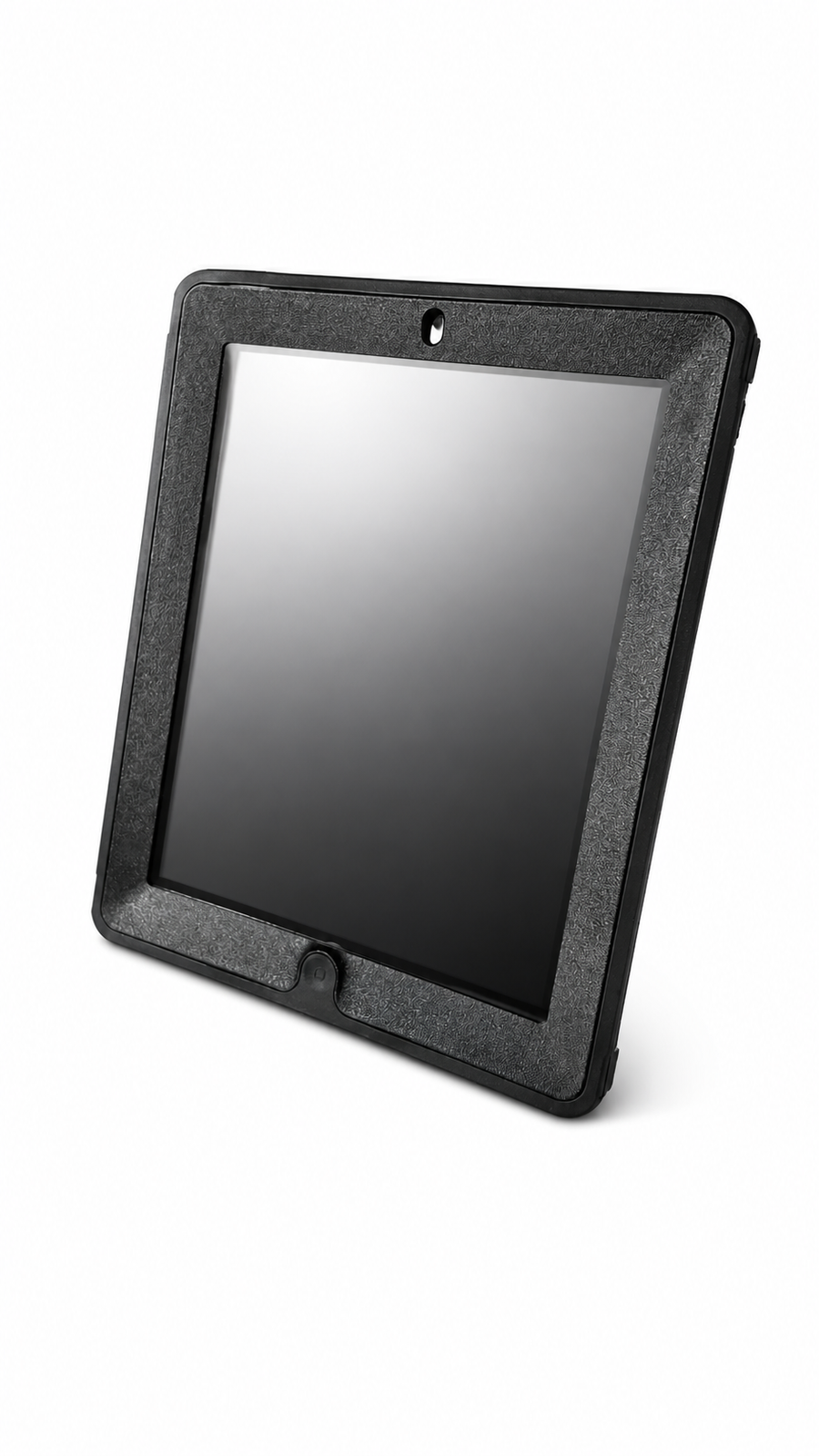 Refurbished iPad front view with protective black case