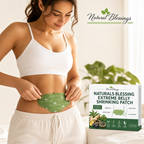 Naturals Blessing Extreme Belly Shrinking Patch – Woman Applying Herbal Patch to Belly Waist