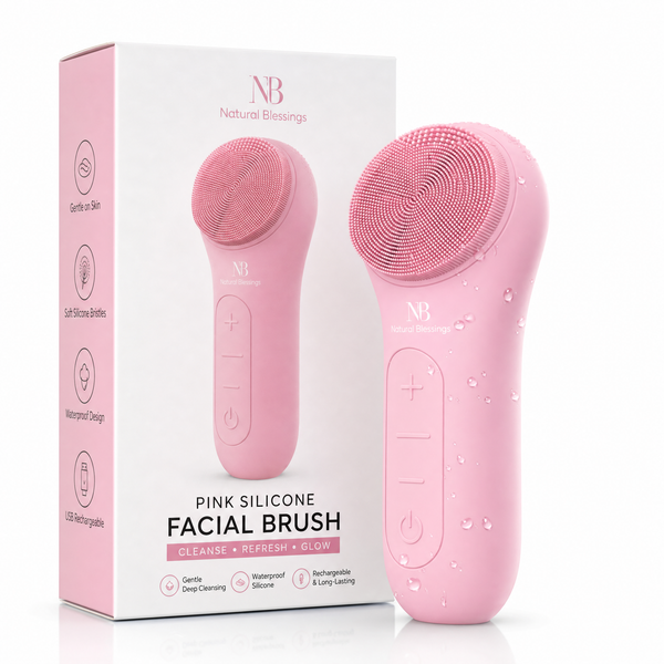 Pink Silicone Facial Brush - photo1 white bg