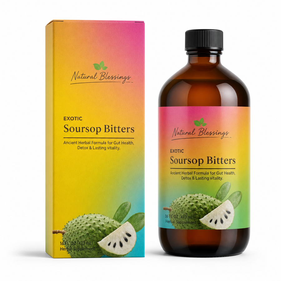 Natural Blessings Exotic Soursop Bitters 16oz - Gut Health Detox Herbal Supplement